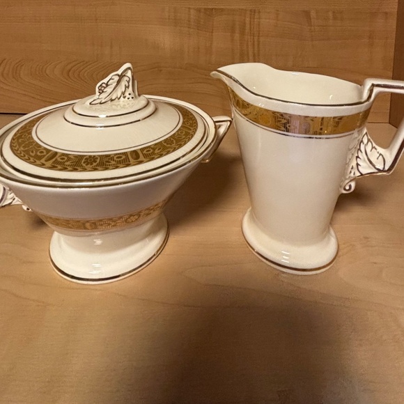 Burleigh Ware Zenith Covered Sugar Bowl and Creamer - Picture 5 of 5